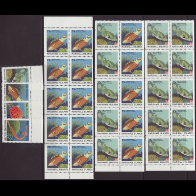 Marshall-Inseln: 1988, Freimarken Fische (Satz gezähnt sowie 3 Heftchen-Bl.)