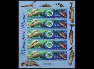 Neukaledonien: 2002, Kleinbogen Pottwal (enthält 5 Zdr.-Paare)