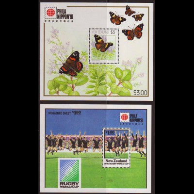 Neuseeland: 1991, Ausstellungsblockpaar Schmetterlinge