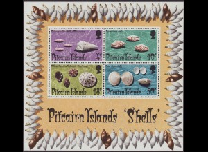 Pitcairn: 1974, Blockausgabe Meeresschnecken und Muscheln