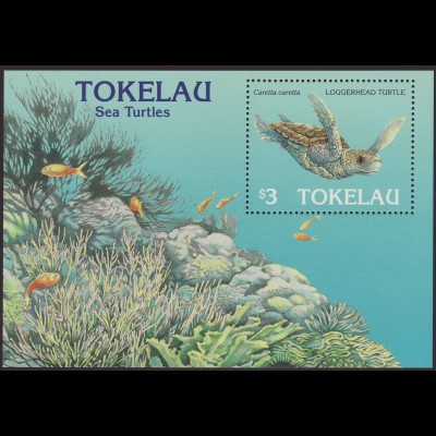 Tokelau-Inseln: 1995, Blockausgabe Meeresschildkröten