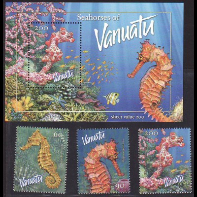 Vanuatu: 2003, Seepferdchen (Satz und Blockausgabe)
