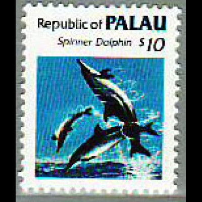 Palau-Inseln: 1986, Freimarkenergänzungswert Fleckendelfin 10 $