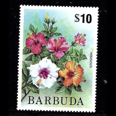 Antigua und Barbuda / Barbuda: 1975, Freimarke Hibiscus 10 $