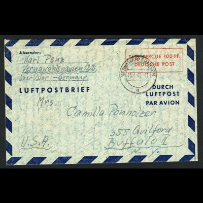 Bizone: 1948, Luftpostfaltbrief 100 Pfg. in die USA (Bedarfserhaltung)
