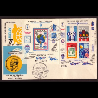 Uruguay: 1977, Blockausgabe Briefmarkenausstellung und Ausstellungsblöcke 