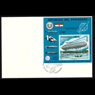 Paraguay: 1975, Blockausgabe Zeppelin LZ 1 (Ersttagsbrief)
