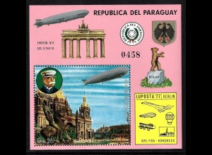 Paraguay: 1977, Blockausgabe Briefmarkenausstellung LUPOSTA Berlin (LZ 127 über Berlin, Einzelstück)