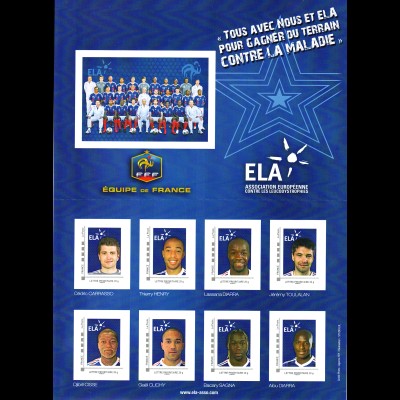 Frankreich: 2010, Personalisierte Bögen "Equipe de France" (Bogensatz aus 3 Bögen mit jeweils 8 Marken mit Spielern der französischen Fußballnationalmannschaft)