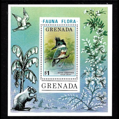 Grenada: 1976, Blockausgabe Gürtelfischer (Vogel)