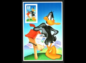 USA: 1999, Comicfigur Daffy Duck (Einzelmarke ungezähnt aus rechter Seite des Folienblatts)