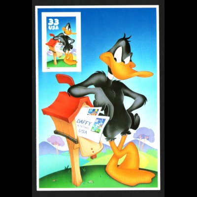 USA: 1999, Comicfigur Daffy Duck (Einzelmarke ungezähnt aus rechter Seite des Folienblatts)
