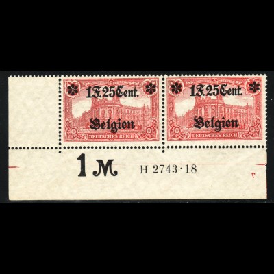 Landespost Belgien: 1916, 1 F. 25 Cent. mit HAN H 2743.18 (typgepr. BPP)