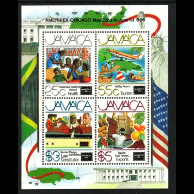 Jamaika: 1986, Blockausgabe Briefmarkenausstellung AMERIPEX