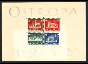 1935, Blockausgabe OSTROPA mit Gummierung und Falzspur