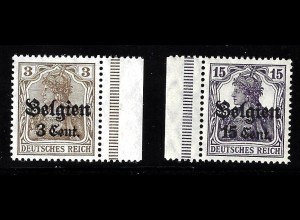 Belgien: 1916, 2. Überdruckausgabe 3 und 15 Cent