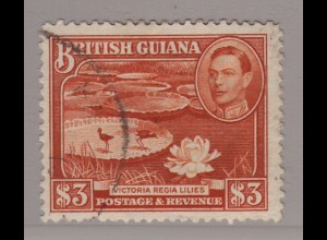 Guyana: 1938, Freimarke König Georg VI. mit Riesenseerose 3 $ (Höchstwert)