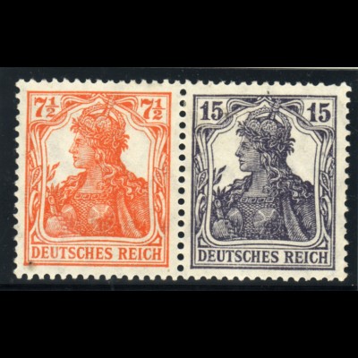 1917, Germania-Zusammendruck: 7½ + 15 (Gummierung etwas unfrisch, M€ 230,-)