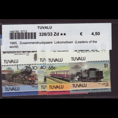 Tuvalu: 1985, Zusammendruckpaare Lokomotiven (Leaders of the world)