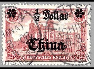 Deutsche Post in China: 1905/19, mit WZ ½ Dollar