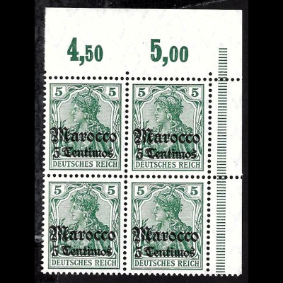 Deutsche Post in Marokko: 1906/11, Germania mit WZ 5 Cts. auf 5 Pfg. 