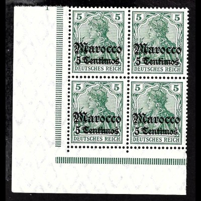 Deutsche Post in Marokko: 1906/11, Germania mit WZ 5 Cts. auf 5 Pfg. 