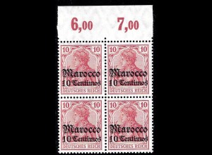 Deutsche Post in Marokko: 1906/11, Germania mit WZ 10 Cts. auf 10 Pfg.