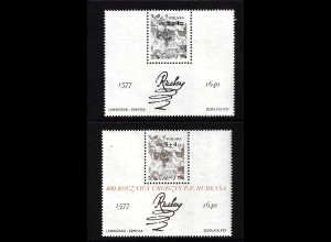 Polen: 1977, Peter Paul Rubens (Blockausgabe und Schwarzdruck)