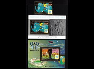 Komoren: 1978, Fußball-WM Argentinien (Einzelmarke und Blockpaar, Goldausgabe, M€ 71,-)