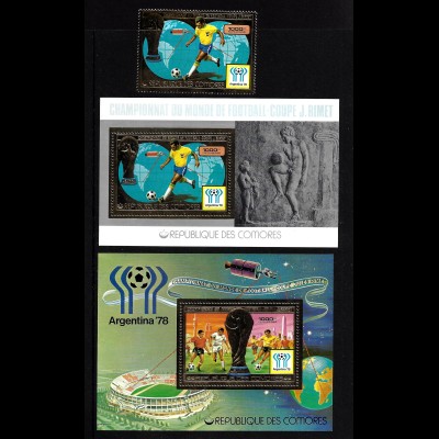 Komoren: 1978, Fußball-WM Argentinien (Einzelmarke und Blockpaar, Goldausgabe, M€ 71,-)
