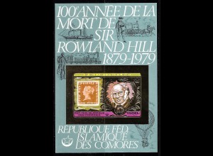 Komoren: 1978, Goldblock Rowland Hill (ungezähnt, Motiv Marke auf Marke)