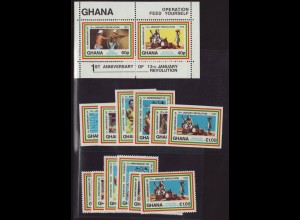 Ghana: 1973, Revolution (gez. und ungezähnt sowie Blockausgabe)