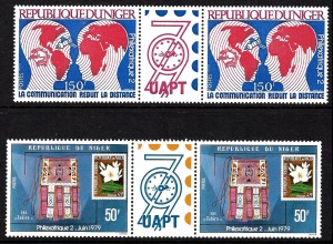 Niger: 1979, Briefmarkenausstellungen (jeweils waagerechte Zwischenstegpaare)