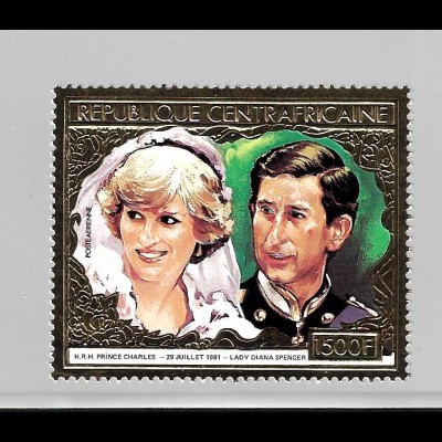 Zentralafrikanische Republik: 1981, Goldmarke Hochzeit Charles und Diana