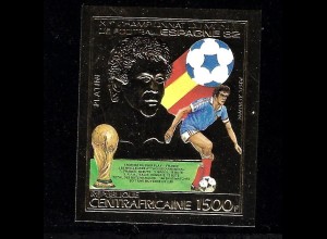 Zentralafrikanische Republik: 1983, Goldmarke Fußball-WM Spanien (Michel Platini, ungezähnt)