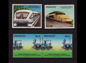 Paraguay: 1985, Eisenbahnen (dabei 5 Gs. als waager. Paar, M€ 50,-)