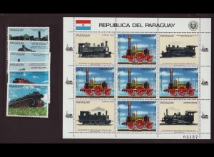 Paraguay: 1985, Lokomotiven (dabei 3904 als Kleinbogen)