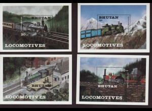 Bhutan: 1984, Blocksatz Dampflokomotiven (4 Blöcke)