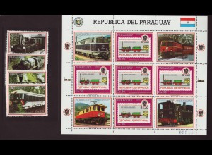 Paraguay: 1988, Eisenbahnen in Österreich (dabei Höchstwert als Kleinbogen)