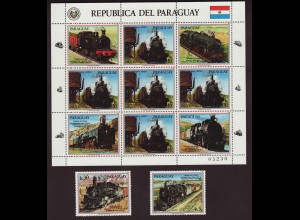 Paraguay: 1986, Güterzuglokomotiven (dabei 10 G. als Kleinbogen)