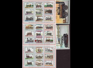 Grenada: 1991, Lokomotiven (Kleinbogensatz aus 3 KB und Blockpaar)
