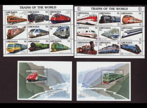 Grenada: 1995, Eisenbahnen (Kleinbogenpaar und Blockpaar)