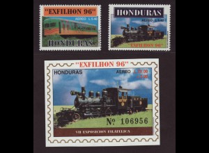Honduras: 1996, Eisenbahnen (Satz und Blockausgabe)