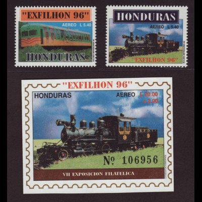 Honduras: 1996, Eisenbahnen (Satz und Blockausgabe)