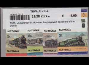 Tuvalu - Nui: 1985, Zusammendruckpaare Lokomotiven (Leaders of the world)