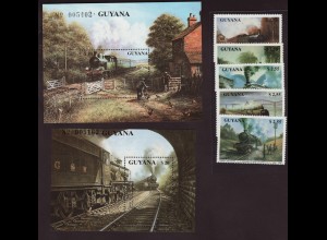 Guyana: 1990, Dampflokomotiven (Satz und Blockpaar)
