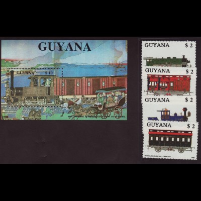 Guyana: 1989, Eisenbahn (Satz und Blockausgabe)