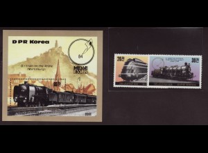 Nordkorea: 1984, Deutsche Eisenbahnen (Satz und Blockausgabe) 