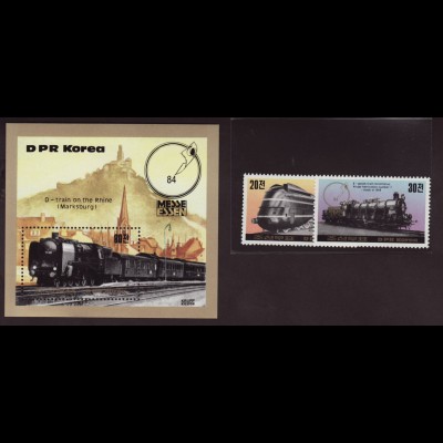 Nordkorea: 1984, Deutsche Eisenbahnen (Satz und Blockausgabe) 