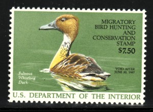 USA: 1987, Jagdgebührenmarken (Duck-Stamp, nach Scott RW 53)